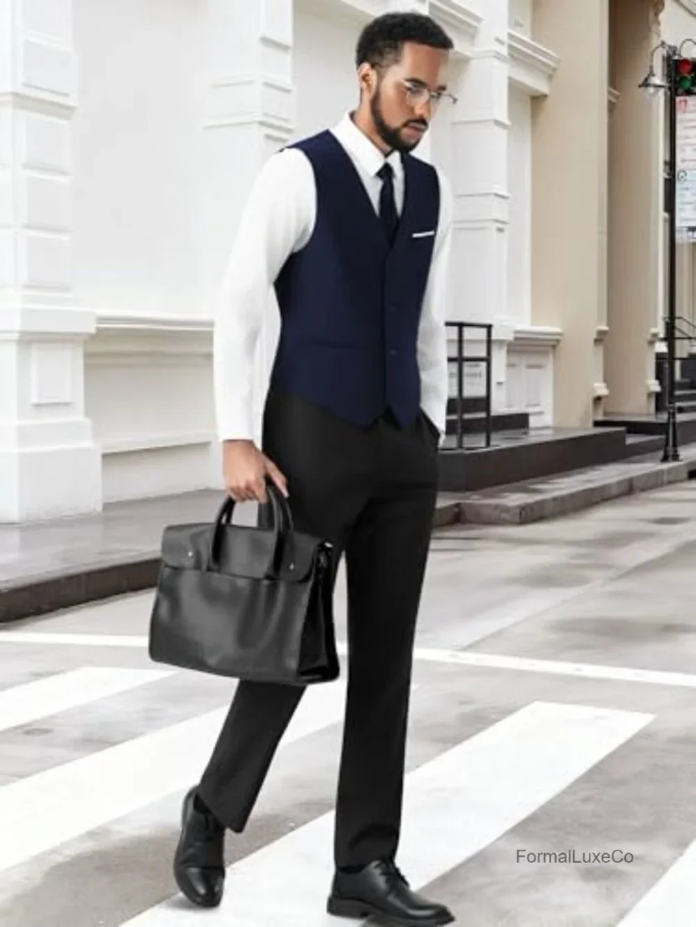 Men's Slim Fit Suit Vest 4-Button Single Breasted Waistcoat Business Casual